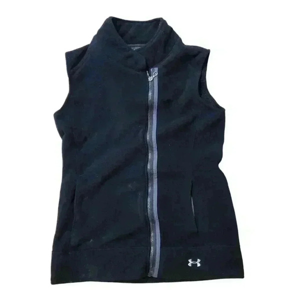 Under Armour Womens Black Fleece Full Zip Vest Sz S/P - Picture 1 of 5